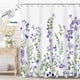 thumbnail image 1 of Dznils Cortina Shower de Tela Floral Blanca Cortina de Baño de Acuarela con Ganchos, Morado, 72 x 72, 1 of 14