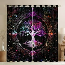Castle Fairy Boho Tree Of Life Black Out Curtains for Teenagers Boys Girls,Vintage Bohemian Hippie Curtains Pack of 2 (42x63 Each),Abstract Gradient Universe Starry Sky Bedroom Curtains Room Decor