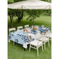 thumbnail image 3 of Outdoor Tablecloth with Umbrella Hole and Zipper, Blue Christmas Rectangle Table Cloth 54x80 Inch Waterproof Tablecloth, Snowman Xmas Tree Balls Snowflake Picnic Table Cover for Patio Camping, 3 of 7