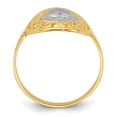 thumbnail image 2 of Solid 14k Yellow Gold Two Toned Oval Shield and Hearts Ring Band Size 5.5, 2 of 8