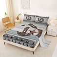 thumbnail image 2 of jejeloiu Vintage Horseshoe Star Pattern Full Size Sheets Kids,Farmhouse Western Print Bed Sheets For Boy,4 Pieces, 2 of 6