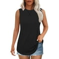 thumbnail image 2 of Otntypg Workout Tank Tops for Women Casual Summer Sleeveless Round Neck Basic Athletic T-Shirts Trendy Oversized Flowy Tunic Blouse Black XXL, 2 of 10