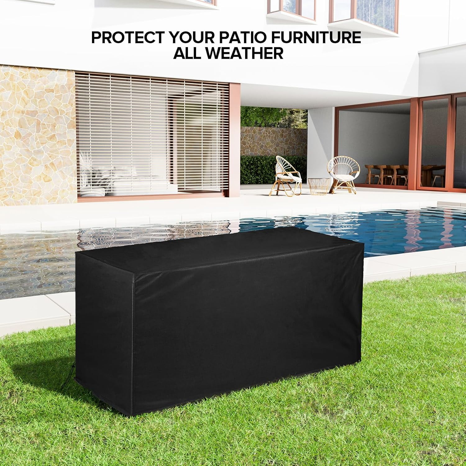 100 Gallon Deck Box Cover - 600D Heavy Duty Waterproof, 49"x24"x25" Outdoor Storage Cover for Patio/Garden, Windproof & Tear-Resistant