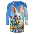 thumbnail image 5 of Ounisa Womens 3/4 Sleeve T Shirt Crew Neck Easter Bunny Printed Pullover Loose Fit Casual Spring Stylish Tops S-3XL, 5 of 7