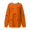 thumbnail image 3 of Womens Fleece Lined Sweatshirts Oversized Drop Shoulder Crewneck Sweat Shirts Loose Casual Halloween Graphic Sweater Orange, M, 3 of 4