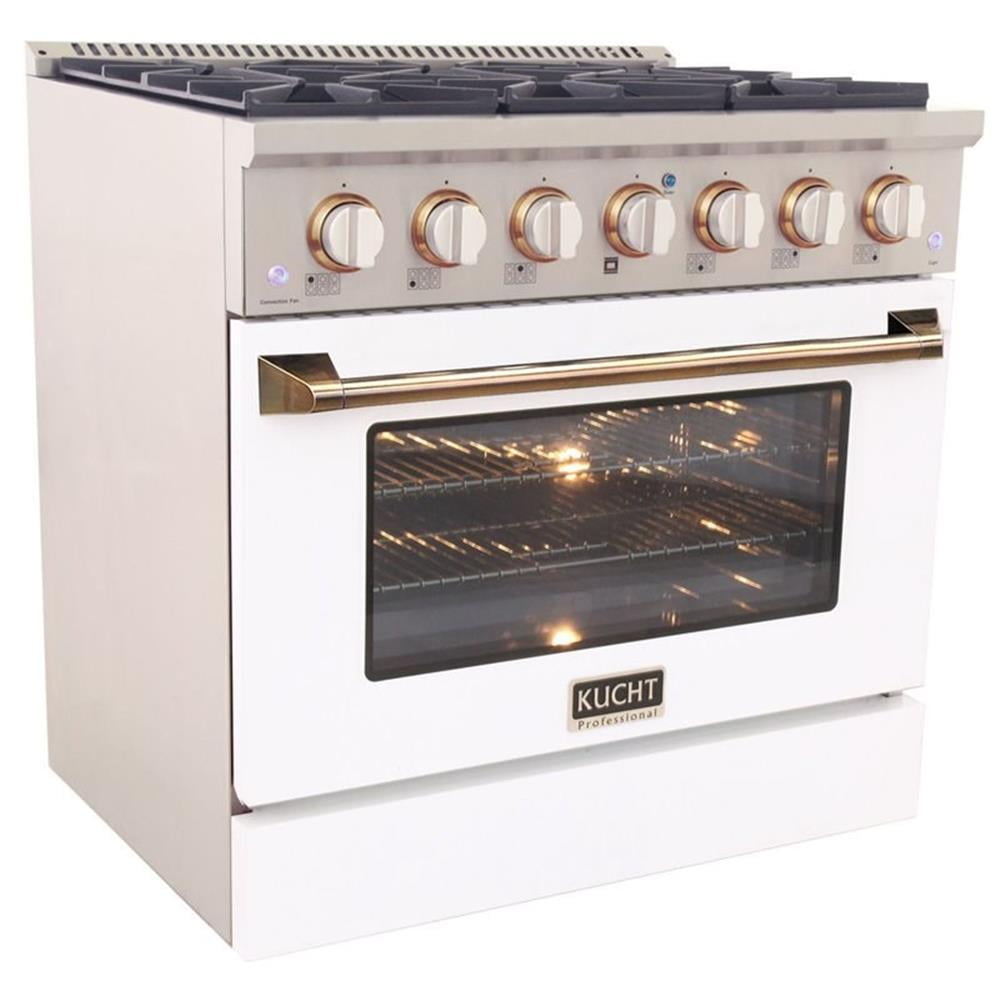 Kucht Professional 36" Stainless Steel Natural Gas Range in Silver/White/Gold