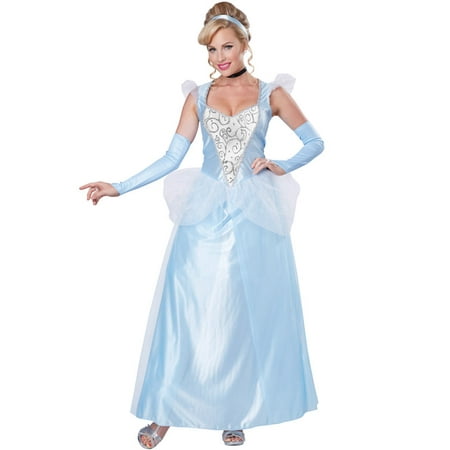 Classic Cinderella Womens Costume Disney Princess Fairy Tale Blue Gown Adult
