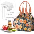 thumbnail image 4 of Pioneer Flower Floral Print Pattern Drawstring Lunch Bag Women - Drawstring Lunch Bag Insulated for Work Office - Stain-Resistant Large Lunchbags for Women with Multi-Pockets, 4 of 6