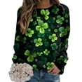 thumbnail image 2 of ASFGIMUJ Women St Pa Day T Shirts Crewneck Green Sweatshirt Raglan Sleeve Shirt Pullover Tops Loose Suitable Dressy Tops,Size M, 2 of 5