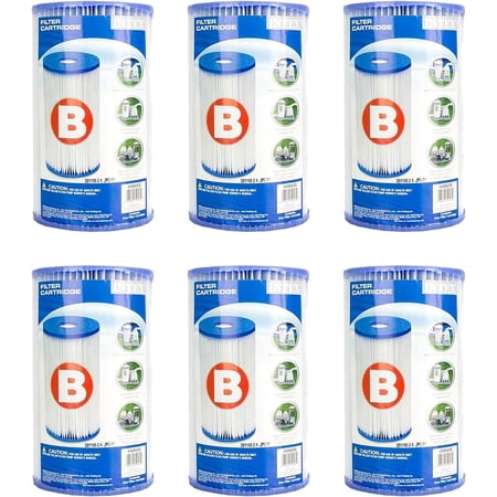 Intex 29005E Swimming Pool Type B Replacement Easy Clean Dacron Material Filter Pump Cartridge 6 Pack