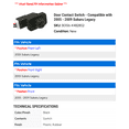 thumbnail image 2 of Door Contact Switch - Compatible with 2005 - 2009 Subaru Legacy 2006 2007 2008, 2 of 2