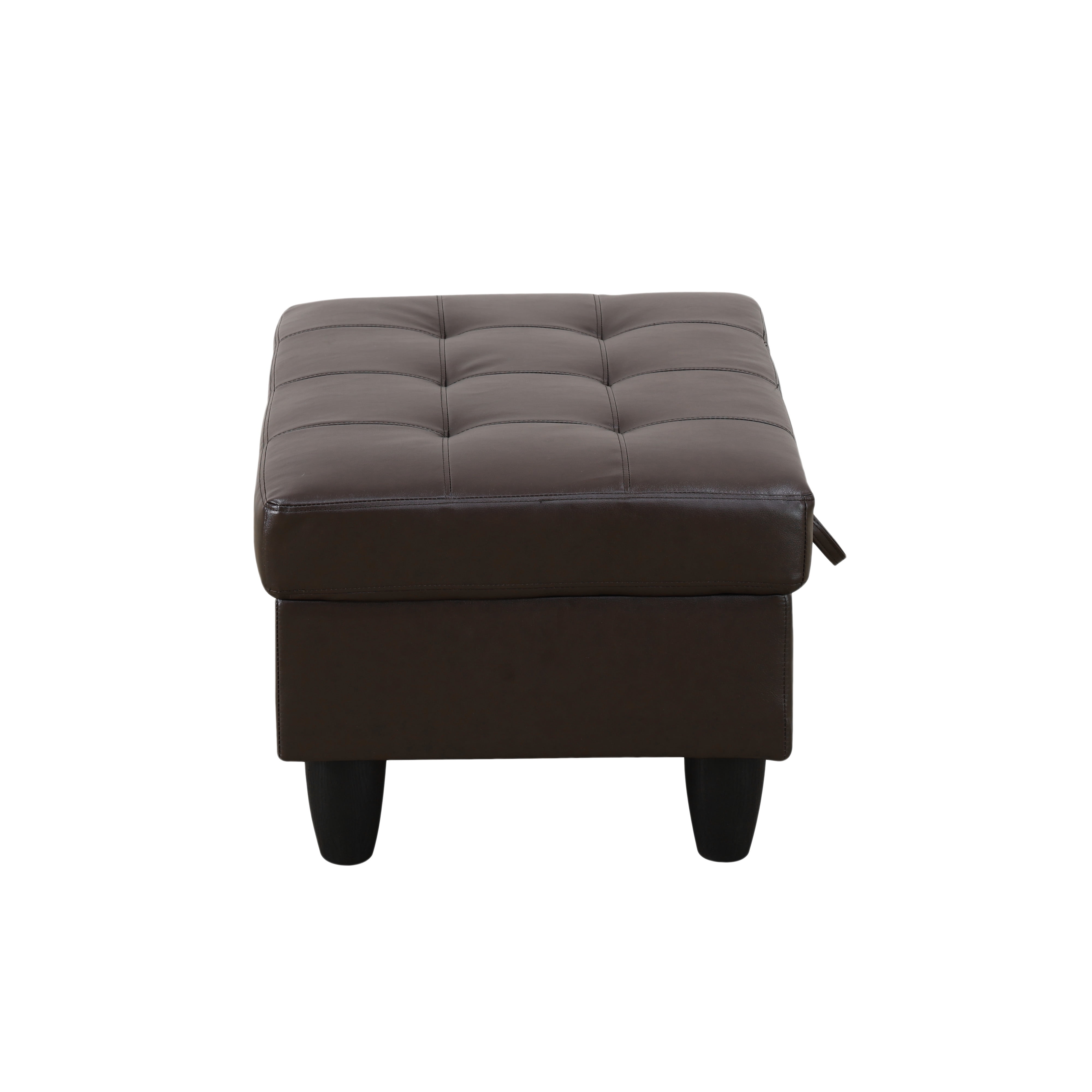 MAYEERTY Storage Ottoman, Breathable Leather Upholstered Footrest with Solid Wood Frame for Living Room Bedroom Entryway