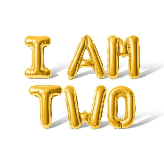 Letter Balloons - I AM TWO 16" Inch Alphabet Letters Foil Mylar Balloon Birthday Party Banner (Gold)