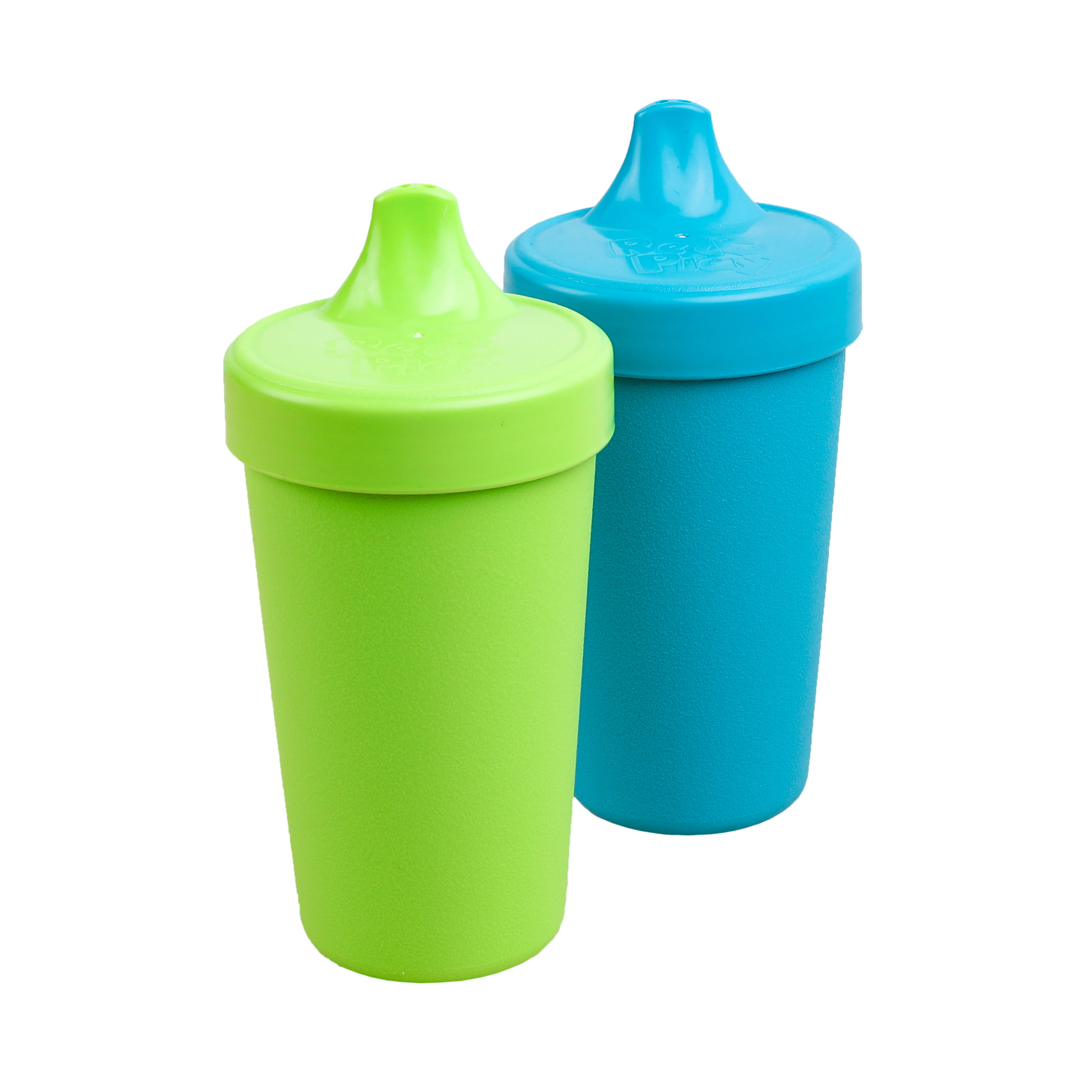 Re-Play Made in The USA 3pk No Spill Sippy Cups for Baby, Toddler, and Child Feeding - Bright Pink, Purple, Aqua (Sparkle)