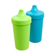 Re-Play | Mad in the USA|2pk Toddler Feeding 10 oz. No Spill Sippy Cups | Eco Friendly Heavyweight Recycled Milk Jugs are Virtually Indestructible | Lime Green, Sky Blue