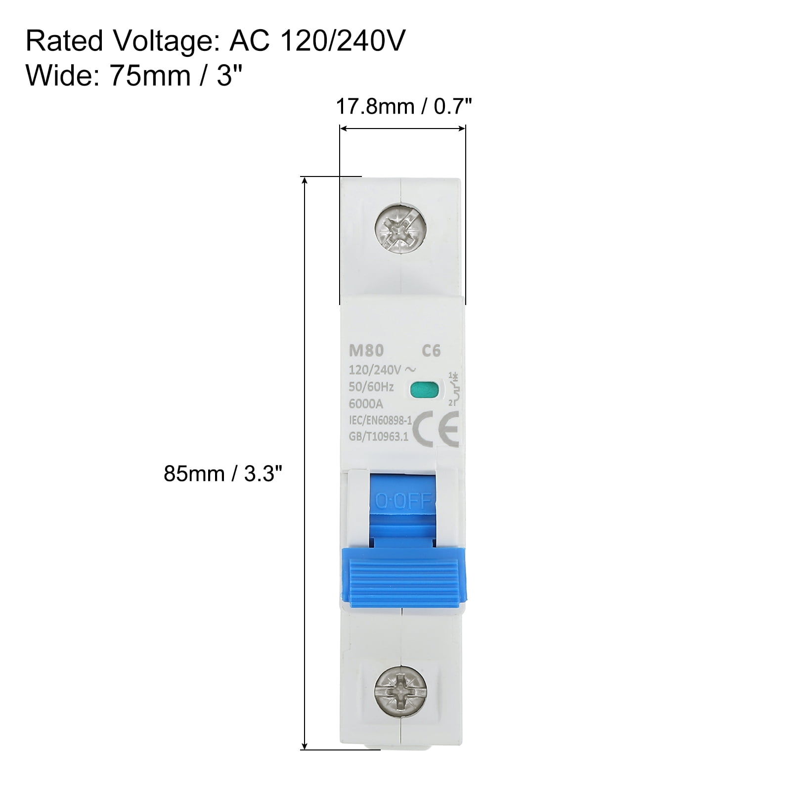 4 Pcs AC Miniature Circuit Breaker 1P 6A 120/240V Isolator M80AC DIN Rail Mount Disconnect Switch Circuit Breaker Protection Thermal Magnetic Trip