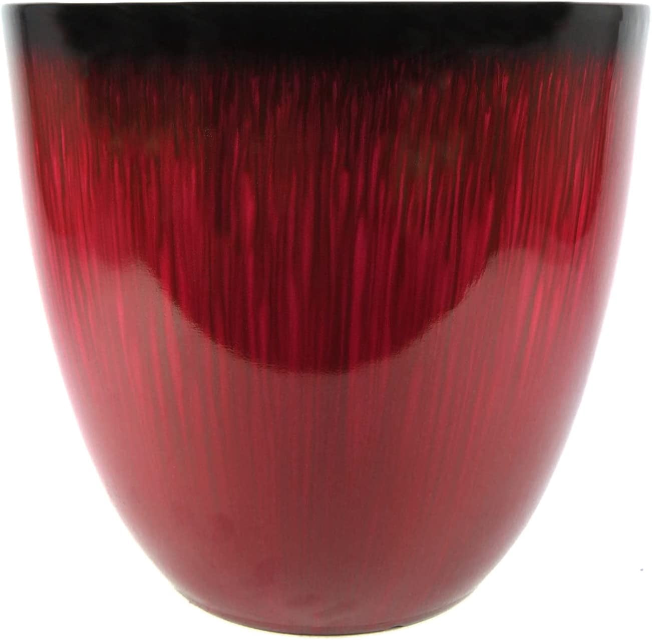 (EPR15-206 Large Egg Shaped Planter - Modern Indoor & Outdoor Decorative Flower Pot/Box (15 Inch, Red Flower)
