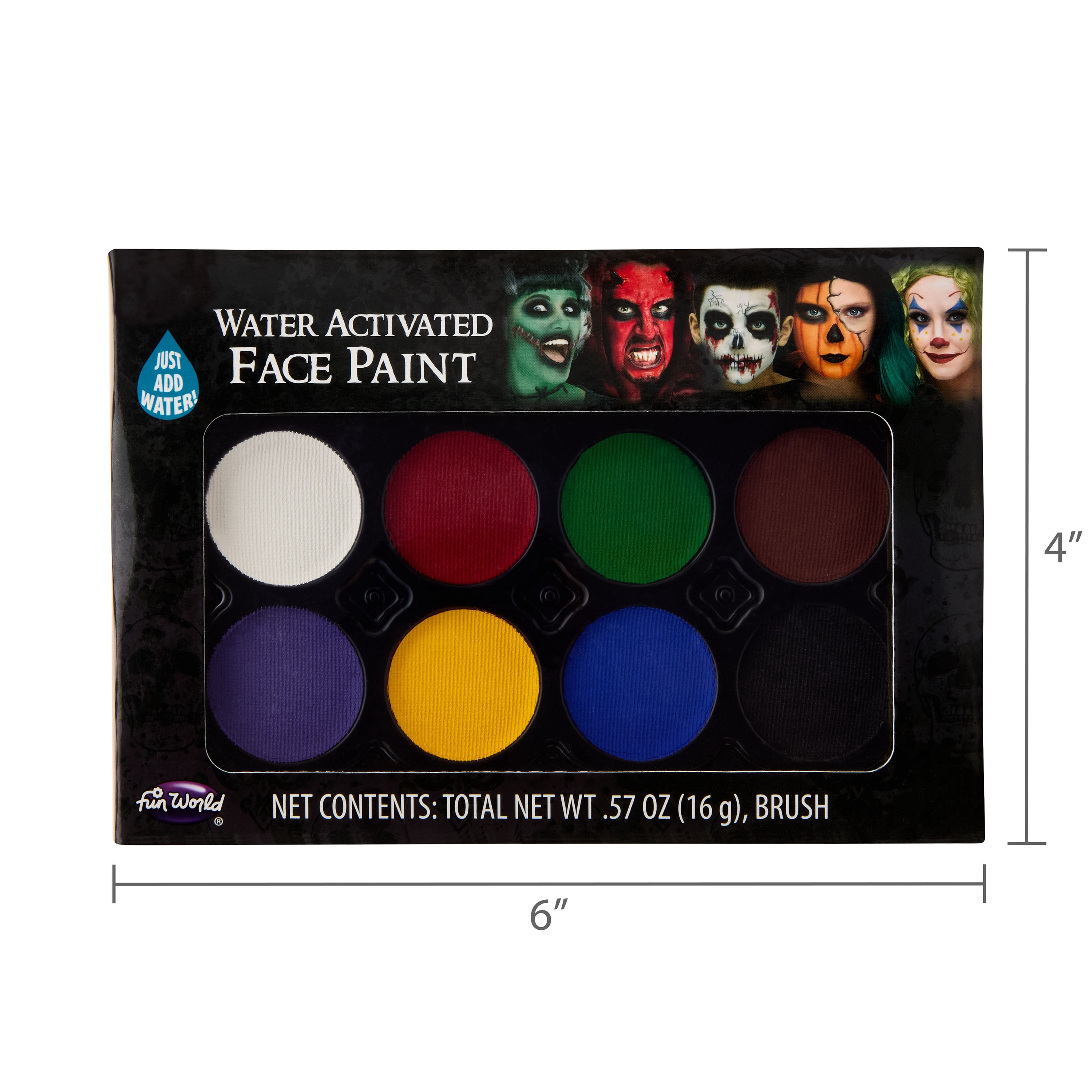 Water Activated Face Paint, Face and Body Paint, .57oz, Halloween Make-Up for Adults, by Fun World