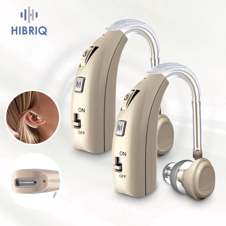 HIBRIQ Digital Hearing Aids for Seniors, Rechargeable Hearing Aids with Enhanced Speech Clarity, USB Charging, Noise Cancellation, Volume Memory, Comfortable Fit, Easy to Use HH-1303