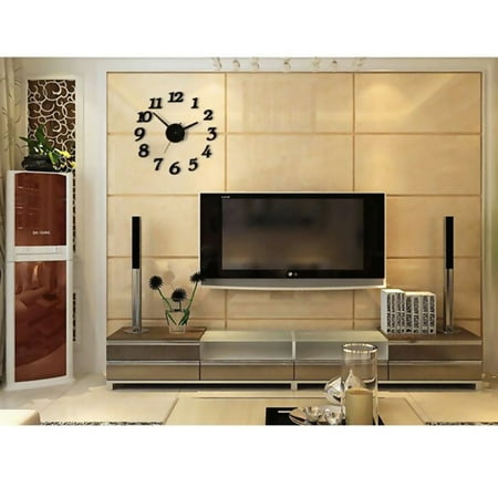 LEDMOMO Black Frameless Wall Clock with Silent Sweeping Movement for Home Decoration