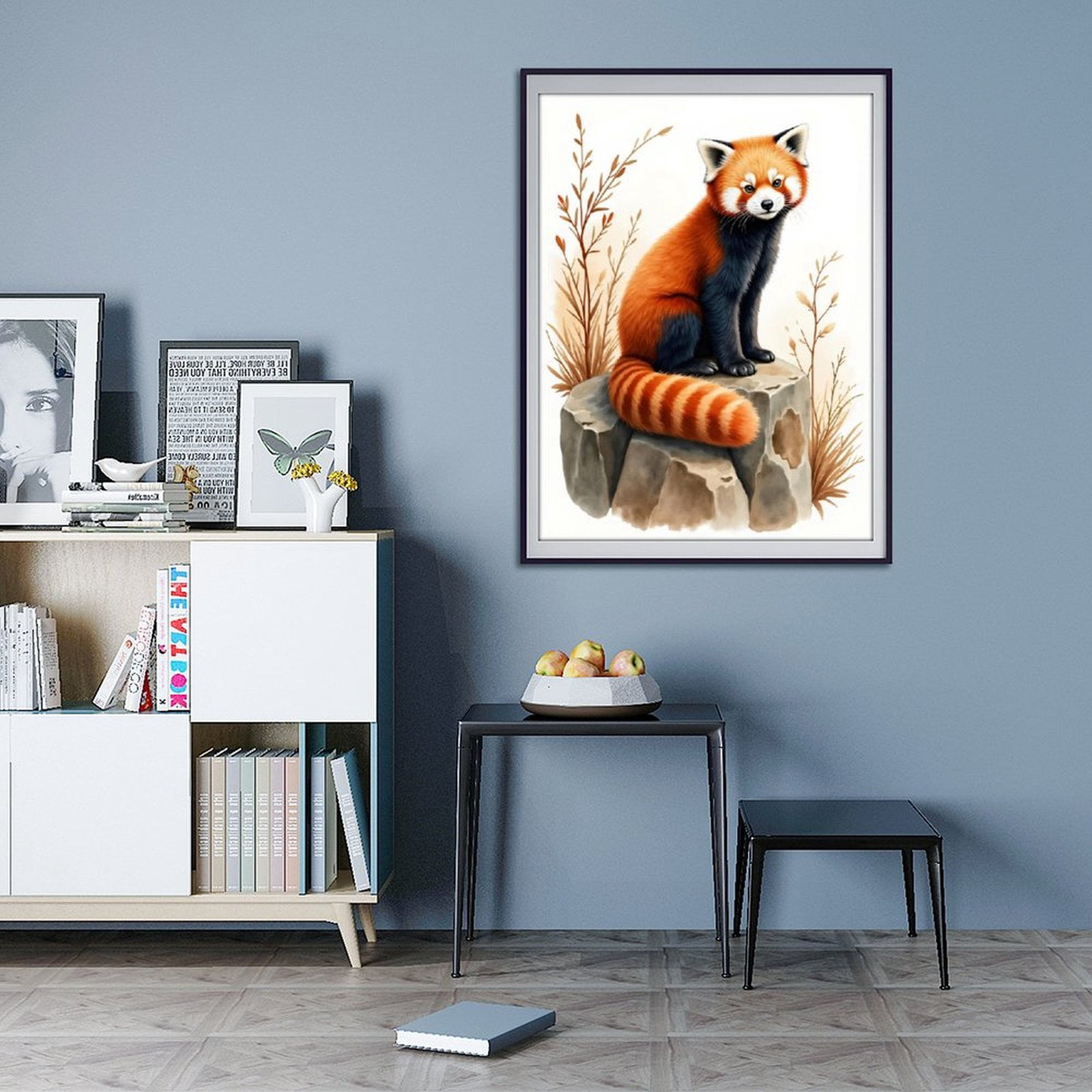 Diamond Art Kit for Adults, Red Panda On Rock With Foliage Diamond Painting for Adults Beginners, DIY Diamond Art Painting Kits, 5D Diamond Painting Crafts for Home Decor 12x16 Frameless