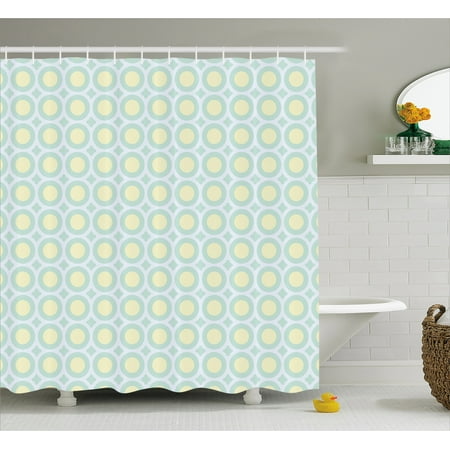 Aqua Shower Curtain Retro Circles Inner Dots 60s 70s Inspired Horizontal Artwork Fabric Bathroom Set With Hooks Yellow Pale Blue White Seafoam By Aqua Shower Curtain Retro Circles Inner Dots 60s 70s Inspired Horizontal Artwork Fabric Bathroom Set With Hooks Yellow Pale Blue White Seafoam By