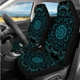 thumbnail image 2 of HUIACONG Green Boho Car Seat Covers Full Set 14 Pcs Lotus Mandala Decor Front and Back Seat Covers with Armrest Covers Steering Wheel Cover Seatbelt Covers Coasters Headrest Covers Keychain,Universal, 2 of 8
