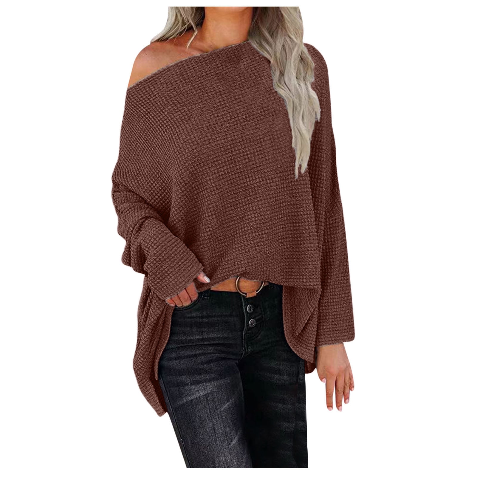 Women Oversized Sweaters, Women's Off Shoulder Long Batwing Sleeve Loose  Pullover Sweater Knit Jumper Tunics Top