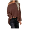 thumbnail image 1 of Haut Mode Femme Fluide Couleur Unie Manches Longues Polyester (Café, TG), 1 of 4