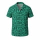 thumbnail image 5 of Ceisia Men's Breathable Four-Way Stretch Bright Green Dark Green Fine Leaf Print Cuban Collar Short Sleeve Hawaiian Beach Shirt Gift, 5 of 8