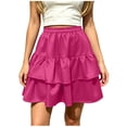 thumbnail image 3 of Busydd Women's Mini Skirt Casual Solid Color Elastic Waist Summer Skirts for Women Fashion A-Line Tiered Skirts S, 3 of 7