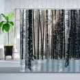 thumbnail image 2 of Winter Forest Shower Curtain Set Birch Tree Trunk White Snowfield Natural Landscape Wall Cloth Decor Bathroom Hanging Curtains, 2 of 7