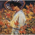 thumbnail image 2 of Unknown 12x12 Gold Ornate Wood Framed with Double Matting Museum Art Print Titled - Lady in Flowers, 2 of 4
