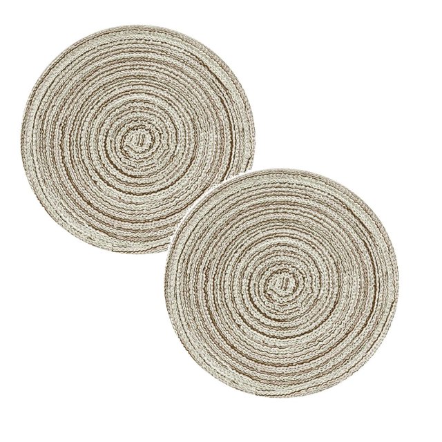 Oleegame 2PC Glass Bottle Round Circle Placemats Table Place Mats Heat Kitchen Dinner Table Heat Pads Beige