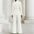 thumbnail image 4 of FRSASU Women's Spring Two Piece Suits Set Casual Business Long Sleeve Blazer Jacket Wide Leg Pants Work Outfits Sets White, 4 of 9