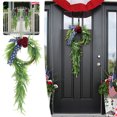thumbnail image 1 of Independence Day Patriotic Wreath With Red Roses Blue Ribbons And For Wall And Door Hanging, 1 of 9