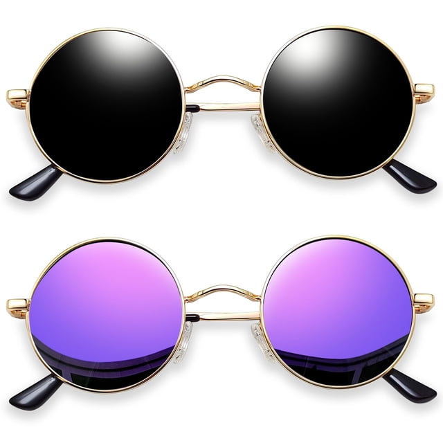 Gafas de sol Joopin Round Polarized UV400 Steampunk negro/morado
