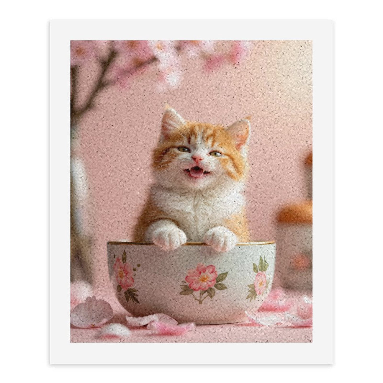 Paint By Numbers Kit for Adults Beginner - DIY Petal Kitten In Bowl Art Canvas Painting Kits for Adults, Frameless Paint By Number for Adults for Home Wall Decor 16x20 Inch