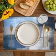 thumbnail image 2 of Navy Blue Ombre Placemats for Dinning Table Set of 6, Modern Oil Painting Geometric Burlap Kitchen Place Mats Waterproof Cloth Table Mats, Indoor Outdoor Placemats Easy Clean Dinner Decor, 2 of 8