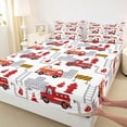 thumbnail image 4 of Castle Fairy Fire Truck Pattern Queen Sheet Sets 4 Pieces for Kids, City Scene Art Bed Set for Bedroom, Red White, 4 of 6