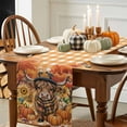 thumbnail image 4 of Fall Table Runner Thanksgiving Cow Pumpkin Table Runners Sunflower Maple Leaves Orange Plaid Cotton Linen Dresser Scarf Kitchen Dining Table Decor for Fall Holiday Party Decor 13x72 Inch, 4 of 9