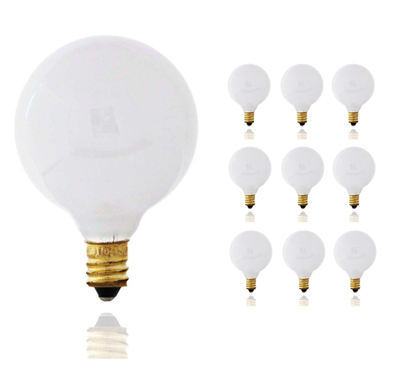 Sylvania E12 Candelabra Base Light Bulb 25 Watts G16.5 Globe Warm White 10 Pack