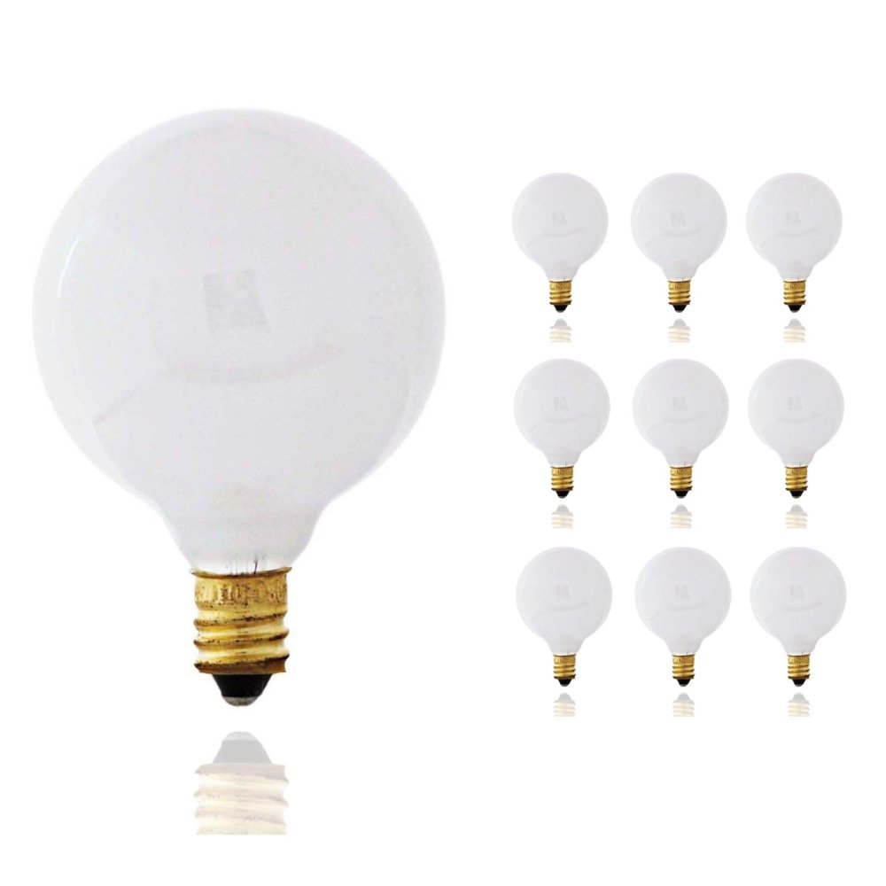 Sterl Lighting Pack of 10 G16.5 White Decorative Candelabra Base