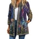 thumbnail image 1 of Chaqueta de punto con estampado de mujer vintage, bolsillo de manga larga, chaqueta informal suelta, Abody Medio, 1 of 7