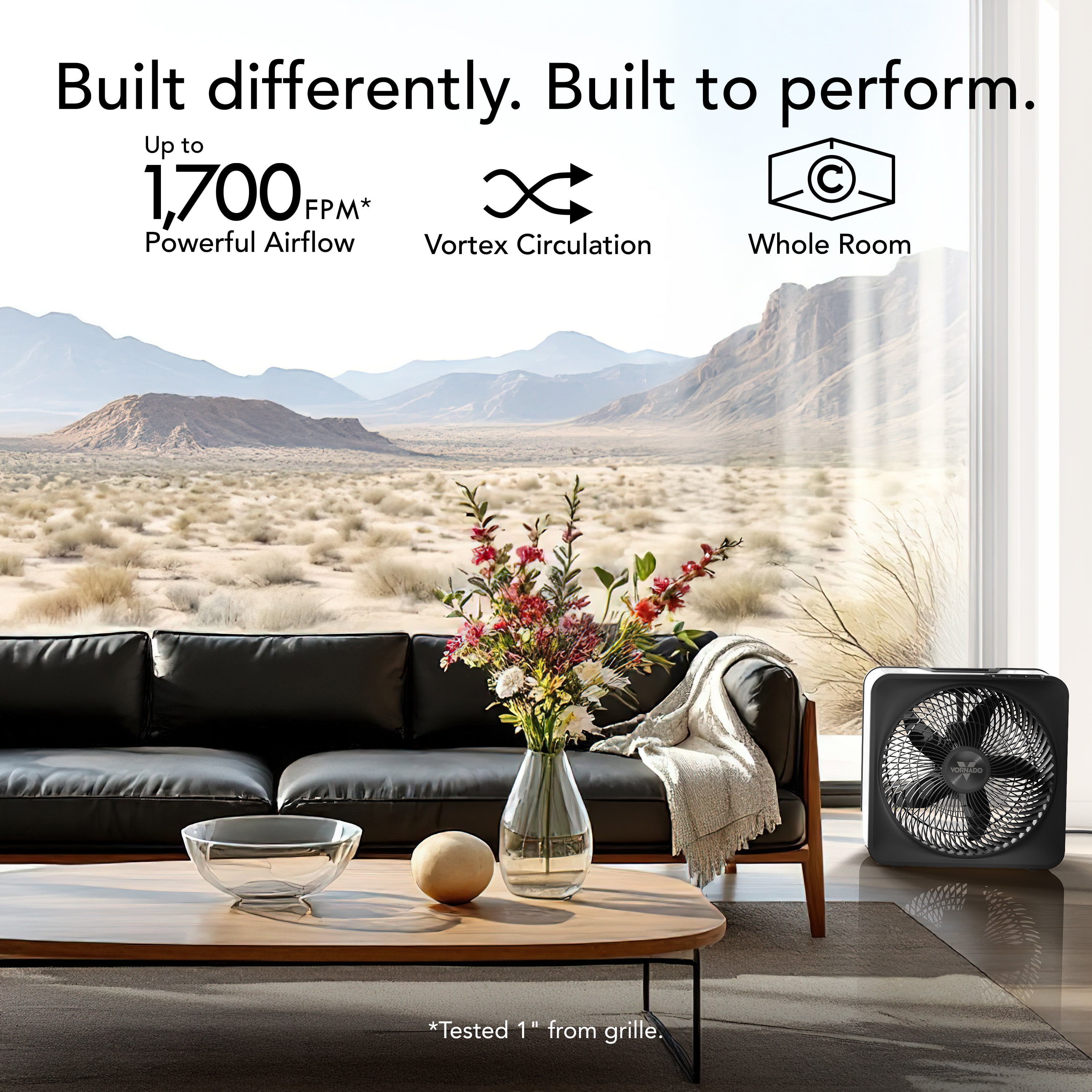 Vornado Model 80 High Velocity Box Fan, 5-Speed, Whole Room Air Circulation, Removable Grille, Quiet Operation, Ice White