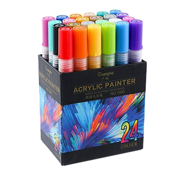 Rotulador de pintura acrílica BLESIY 12/15/24/36 unidades para Álbum de bricolaje decoración de cerámica tarjeta negra Graffiti