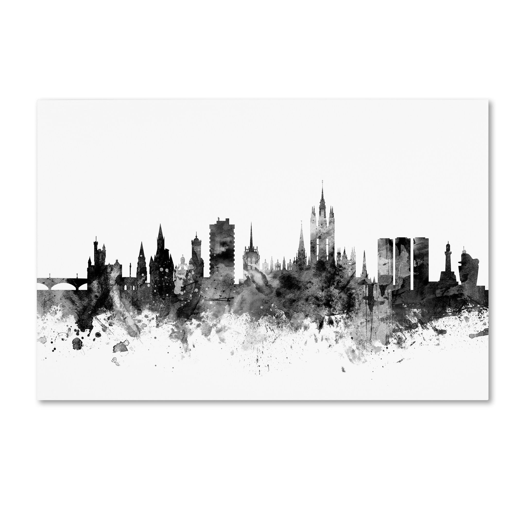 Trademark Fine Art "Aberdeen Scotland Skyline B&W" Canvas Art by Michael Tompsett