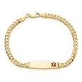 thumbnail image 4 of Primal Gold 14 Karat Yellow Gold Medical Soft Diamond Shape Red Enamel Curb Link ID Bracelet, 4 of 4