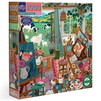 eeBoo Piece & Love: Artist's Cottage - 1000 Piece Puzzle - Adult Square Jigsaw, 23x23", Includes Image Reference Insert, Glossy High-Quality Pieces
