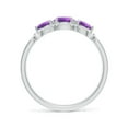 thumbnail image 2 of ANGARA Natural Floating Three Stone Amethyst Ring with Diamond Halo in 14K White Gold for Women (Size-5mm) | February Birthstone, Birthday, Anniversary, Jewelry Gift for Women | Natural Amethyst Ring, 2 of 9